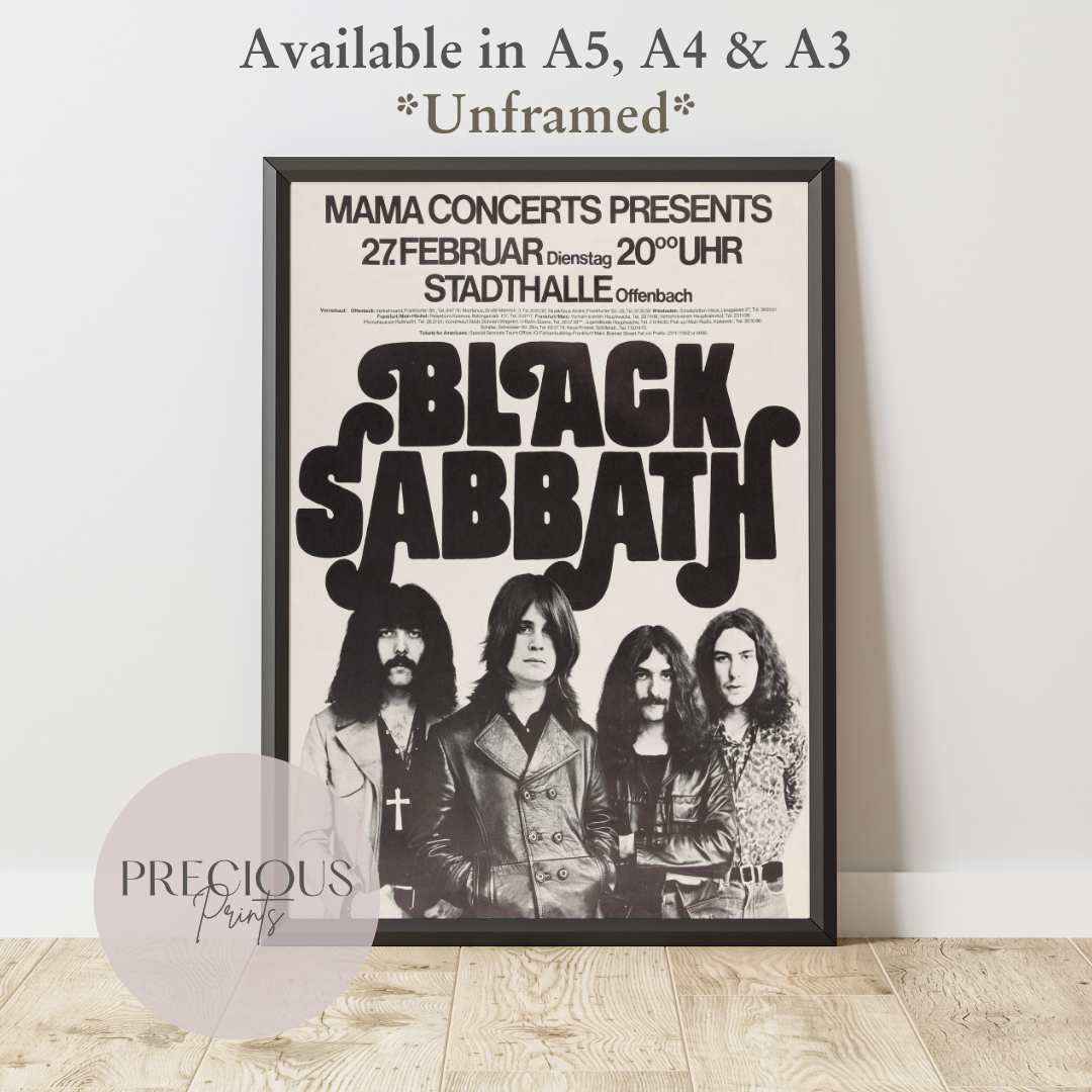 Black Sabbath Concert Flyer Poster / Stadthalle Offenbach