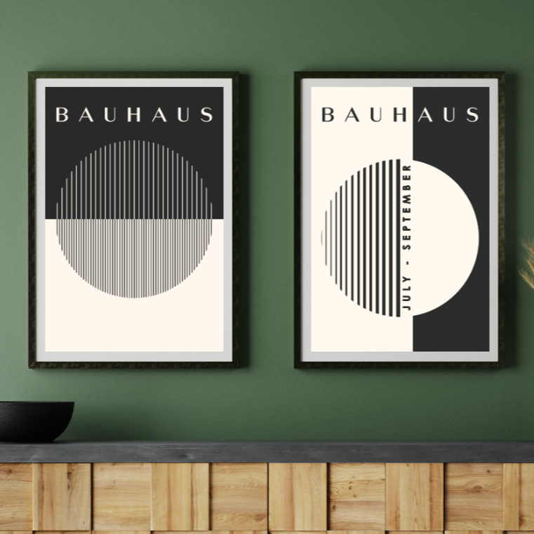 Set of 2 Black & Beige Bauhaus