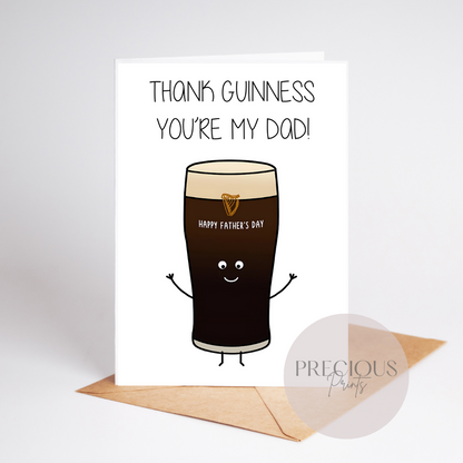Funny Guinness Father's Day Card / Pun Father's Day Card / Stout Father's Day Card / Guinness Card For Dad
