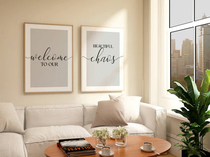 Set of 2 Grey Family Wall Art Prints