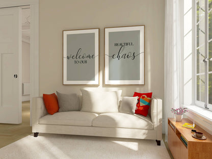 Set of 2 Green Family Wall Art Prints