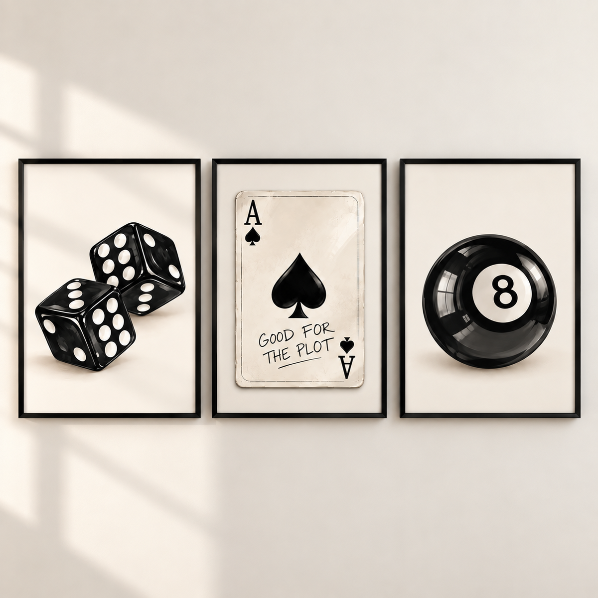 Dice 8 Ball Wall Art Set of 3
