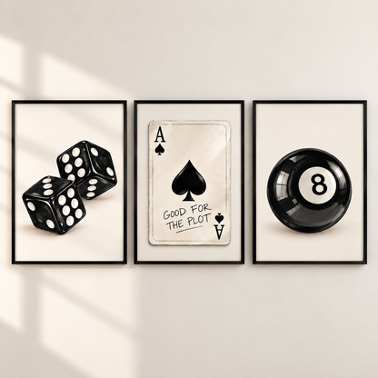 Dice 8 Ball Wall Art Set of 3