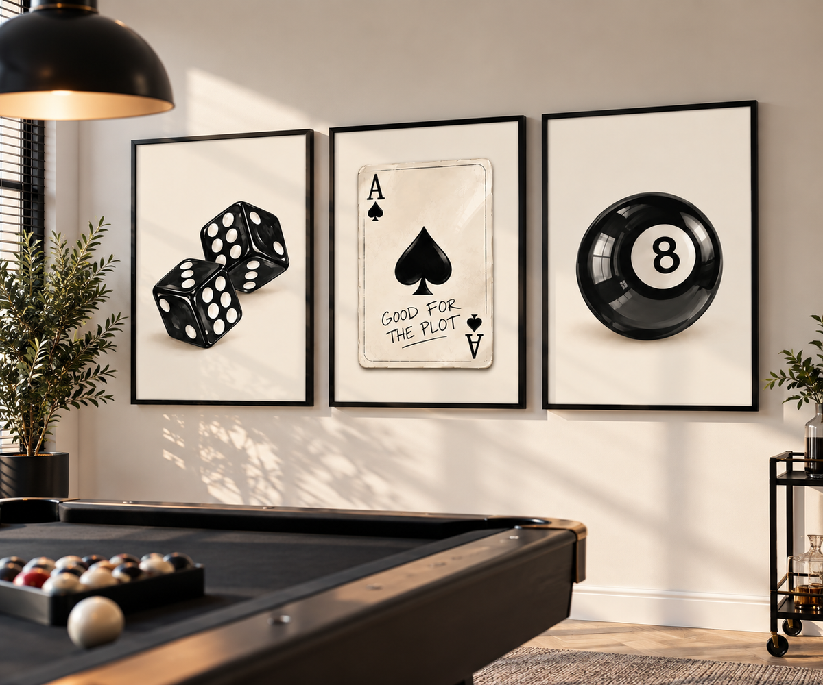 Dice 8 Ball Wall Art Set of 3