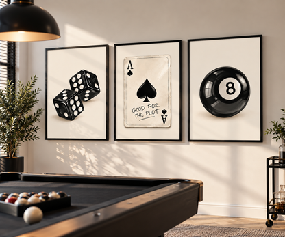 Dice 8 Ball Wall Art Set of 3