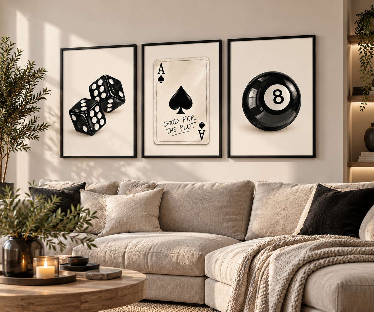 Dice 8 Ball Wall Art Set of 3