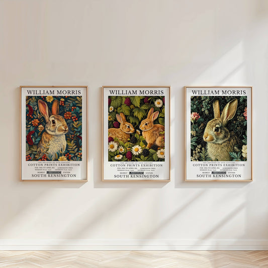 Set of 3 William Morris Rabbit Prints