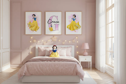 Personalised Princess Nursery Print | Set of 3 Girls Bedroom Wall Art