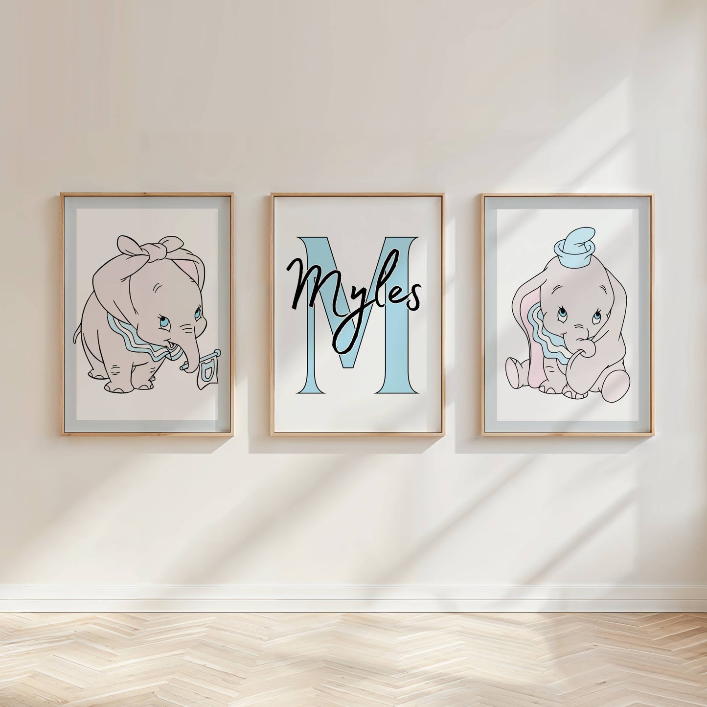 Set of 3 Personalised Dumbo Nursery Prints
