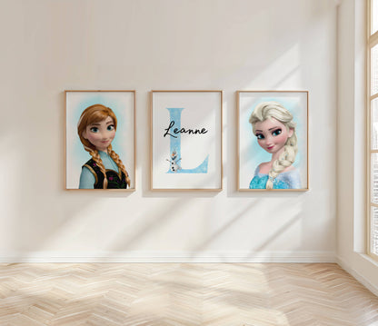 Blue Set of 3 Personalised Frozen Print