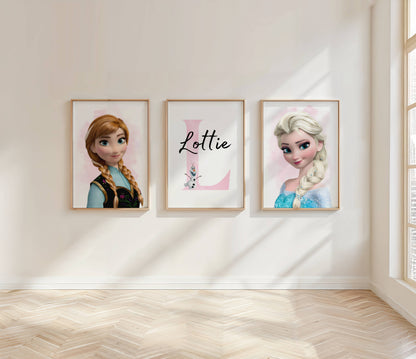Pink Set of 3 Personalised Frozen Prints