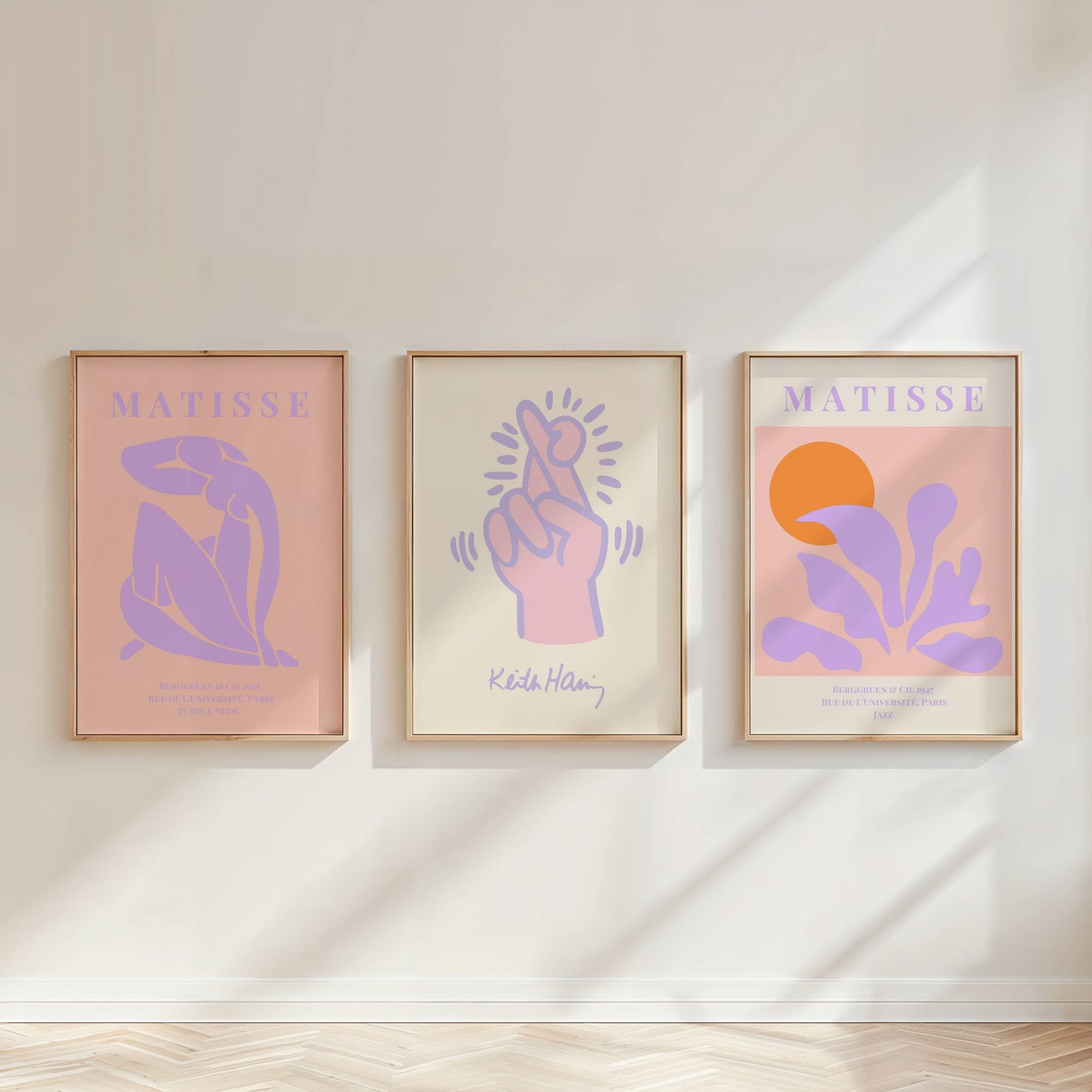 Set of 3 Pink Lilac Matisse Prints