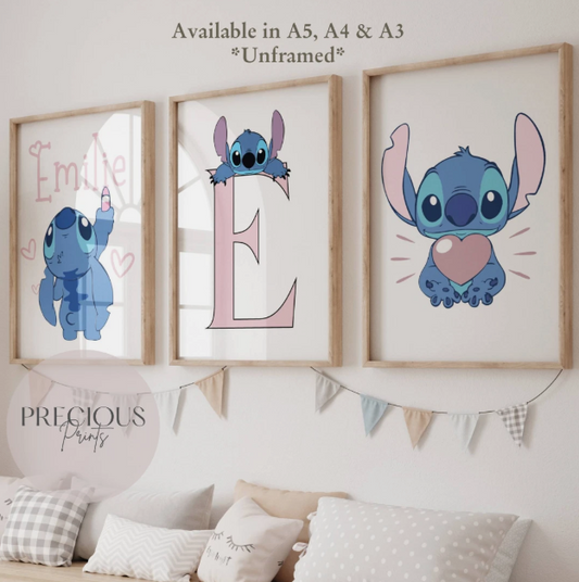 Set of 3 Personalised Stitch Prints