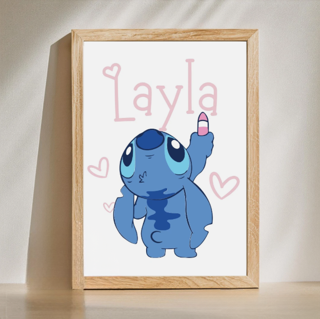 Personalised Stitch Nursery Prints Set | Kids Bedroom Wall Art | Disney Inspired