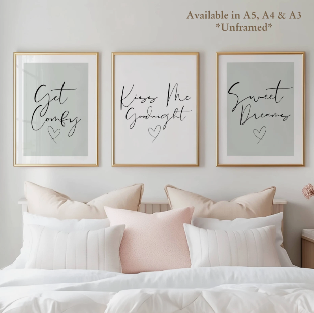 Set of 3 Sage Green Bedroom Posters