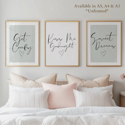 Set of 3 Sage Green Bedroom Posters