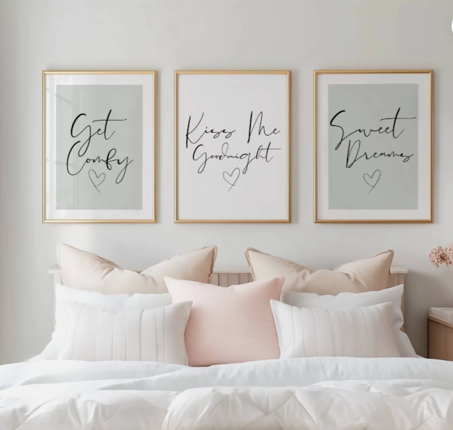 Set of 3 Sage Green Bedroom Posters