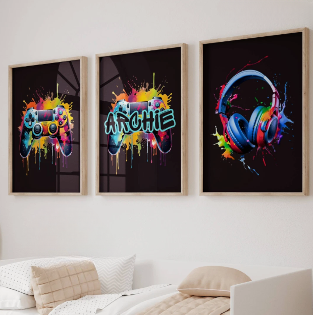 Set of 3 Personalised Gamer Prints
