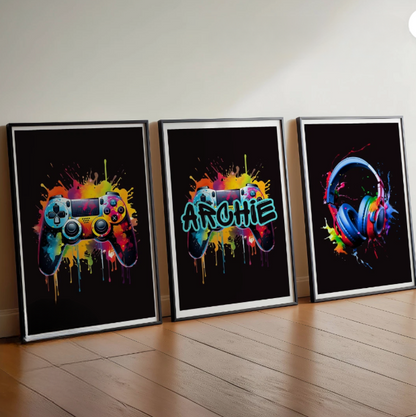 Set of 3 Personalised Gamer Prints