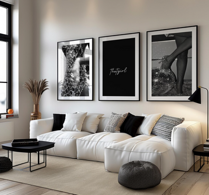 Set of 3 Black and White Fashion Prints