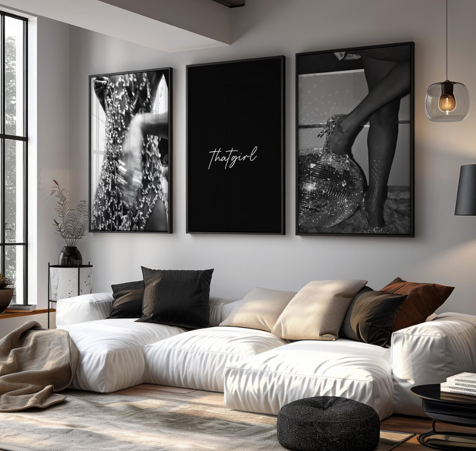 Set of 3 Black and White Fashion Prints