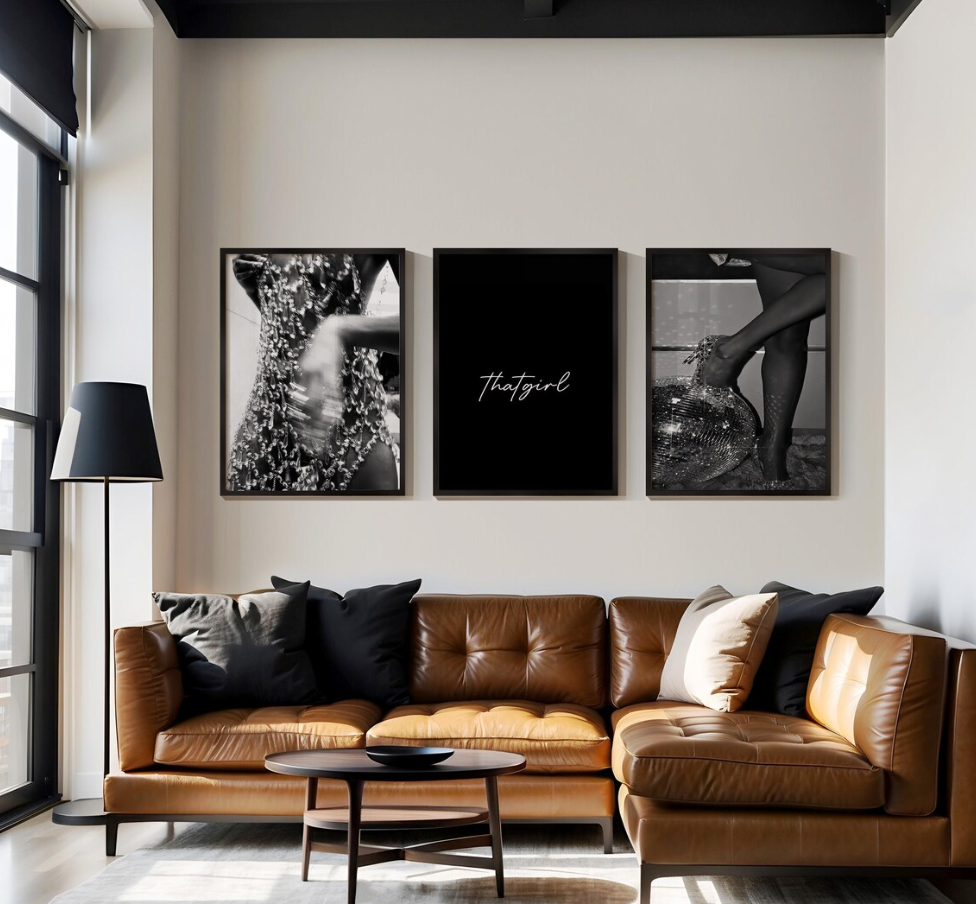 Set of 3 Black and White Fashion Prints