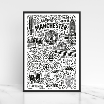 Manchester Doodle Art Print