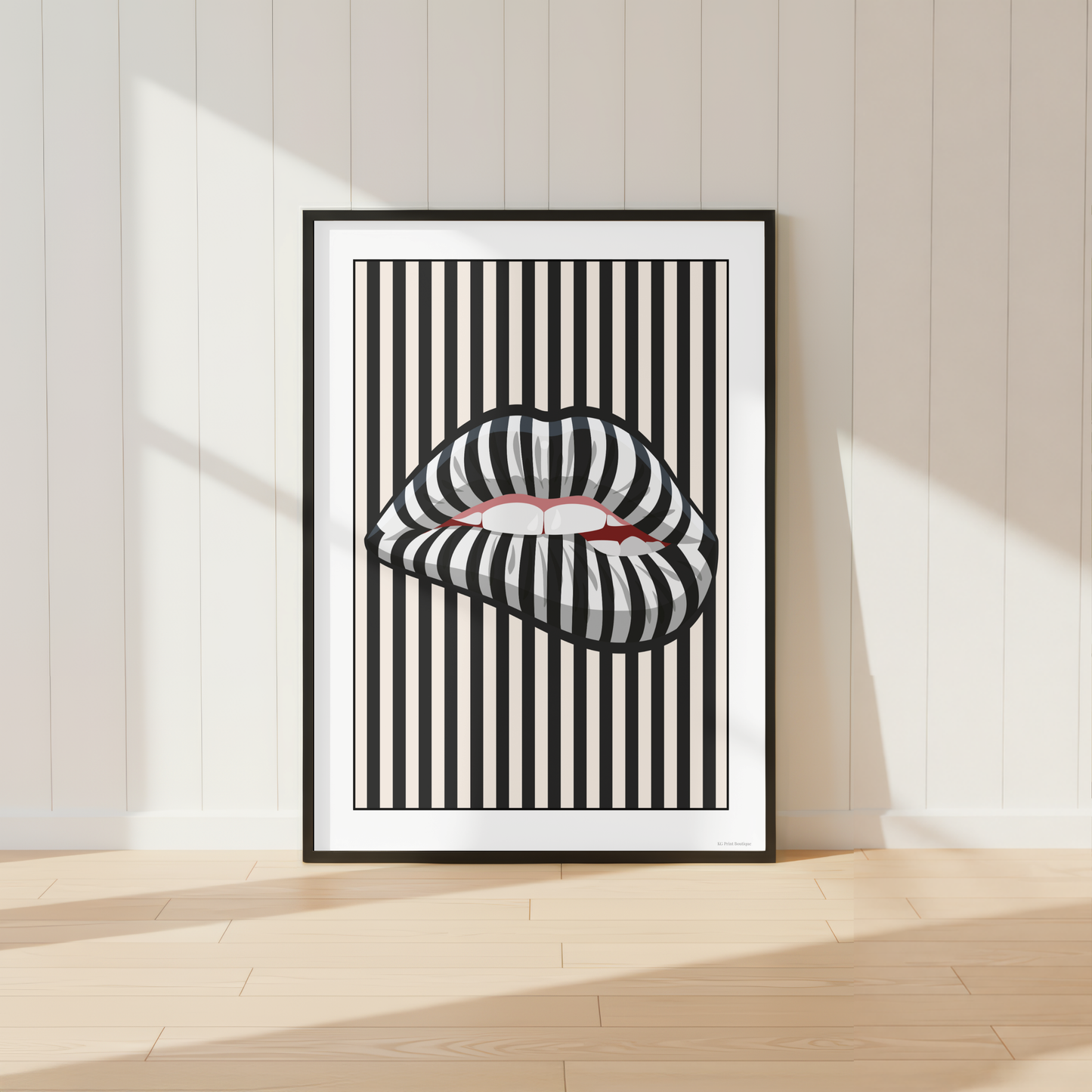 Black and White Lips Wall Art Print
