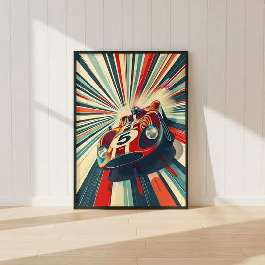 Retro Sports Race Car Poster