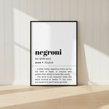 Negroni Word Definition Poster
