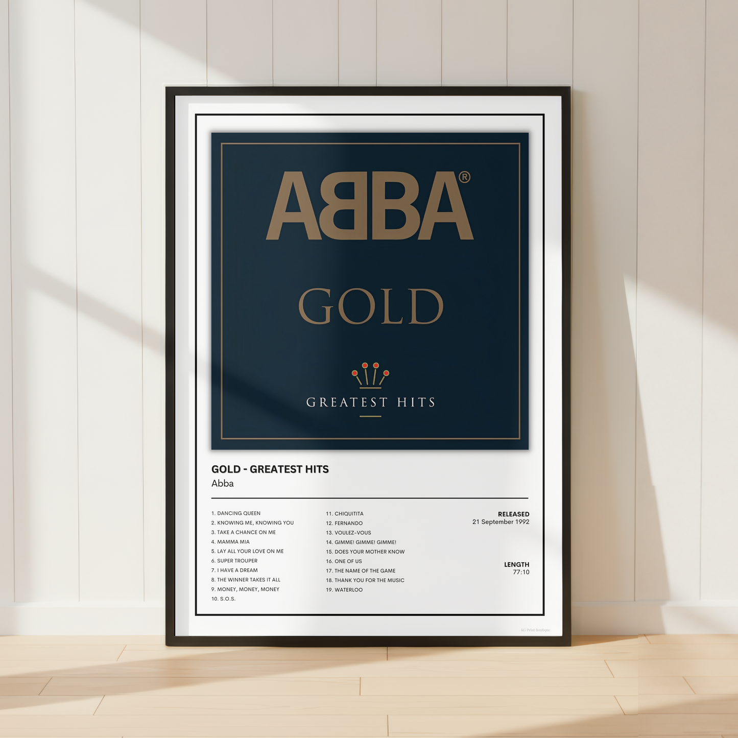 ABBA Gold Greatest Hits Tracklist Print