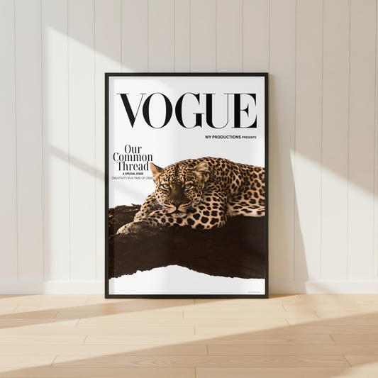 Luxury Leopard Vogue Wall Art | Fashion Animal Print Poster | Modern Glam Decor