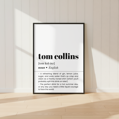 Tom Collins Definition Poster