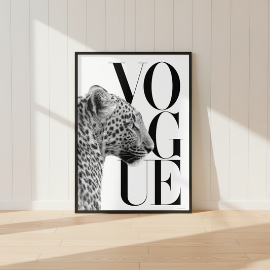Leopard Vogue Wall Art Print | Luxury Fashion Monochrome Poster