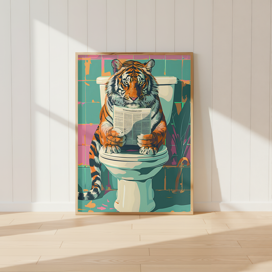Tiger on Toilet Print