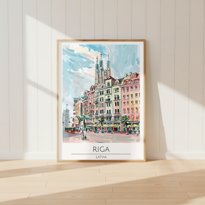 Riga Latvia Travel Poster | Scandinavian City Wall Art Print