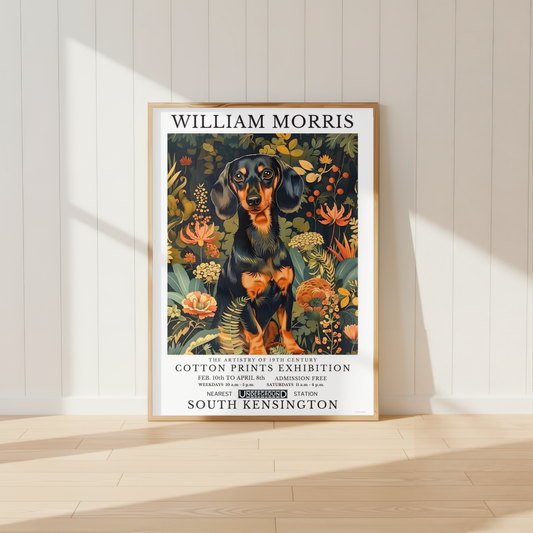 William Morris Dachshund Poster / Art Exhibition Print