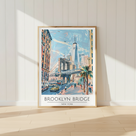 New York - Brooklyn Bridge Travel Print