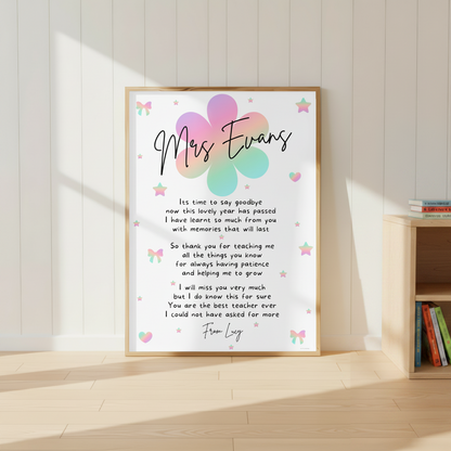 Personalised Thank You Teacher Print