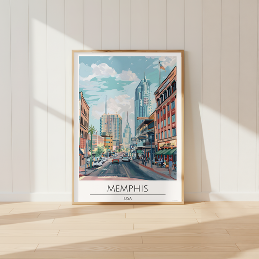 Memphis USA Travel Poster Print | Neutral City Wall Art | Modern Travel Decor