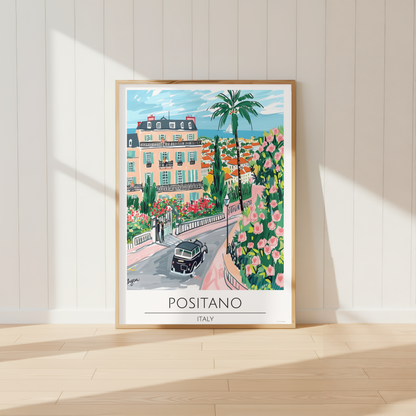 Positano Italy Travel Print | Amalfi Coast Mediterranean Wall Art