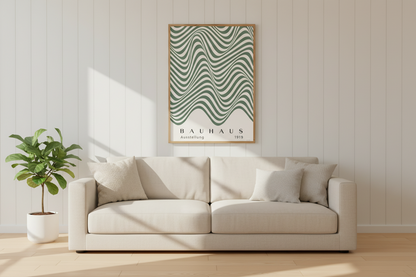 Bauhaus Wave Line Print | Retro Scandinavian Abstract Wall Art Poster