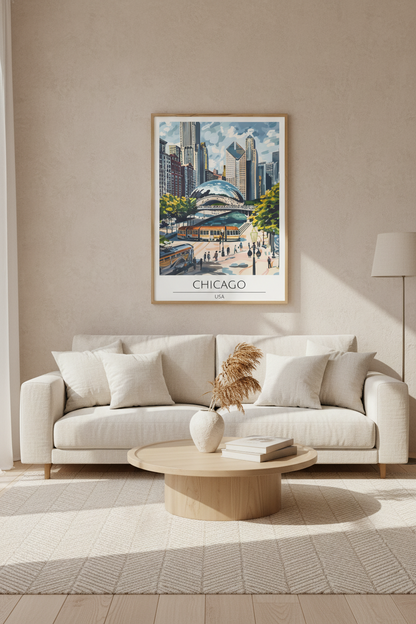 USA, Chicago Travel Print Poster