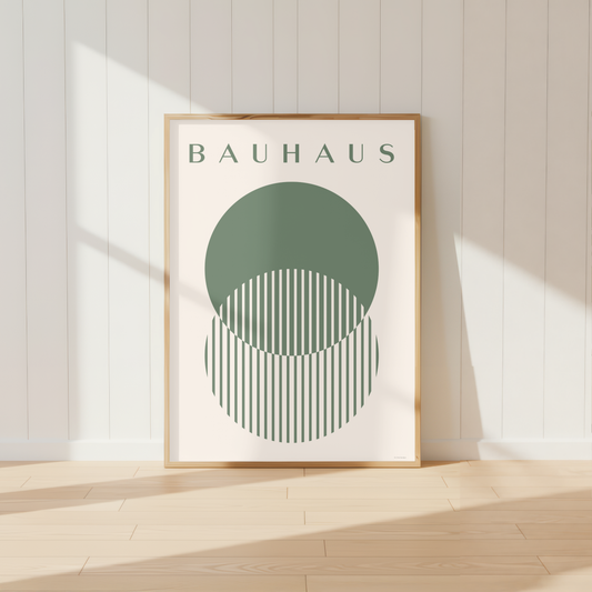 Bauhaus Overlapping Circle Print | Green Minimal Mid Century Wall Art
