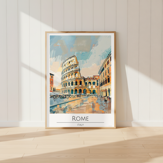 Rome Italy Travel Print | Colosseum Italian Wall Art Poster