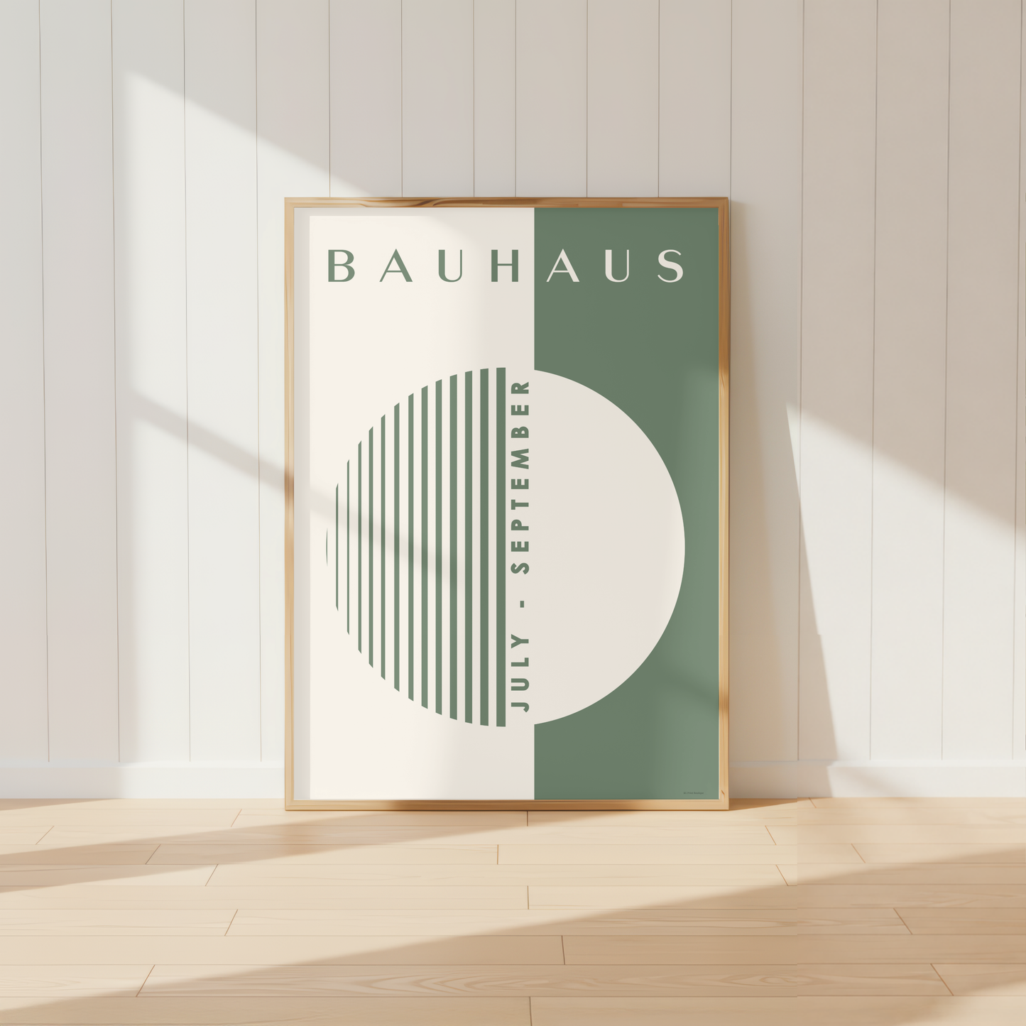 Geometric Bauhaus Half Circle Print | Sage Green Abstract Modern Wall Art