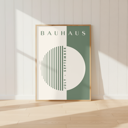 Geometric Bauhaus Half Circle Print | Sage Green Abstract Modern Wall Art