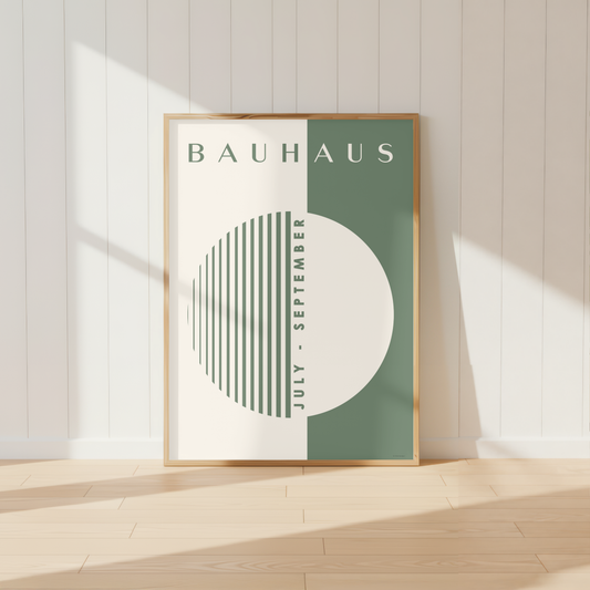 Geometric Bauhaus Half Circle Print | Sage Green Abstract Modern Wall Art
