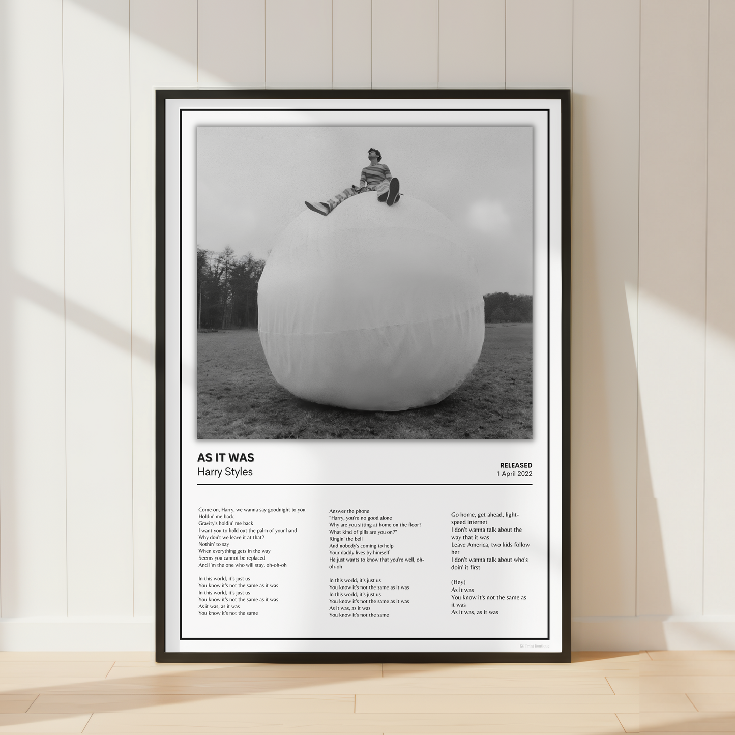 Harry Styles - As It Was Lyric Poster