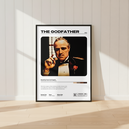 The Godfather inspired movie poster print in modern black frame